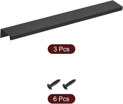 uxcell Cabinet Finger Edge Pull, 3pcs 250mm / 9.84" Aluminum Alloy Back Mount Hidden Cabinet Pulls Concealed Handle for Home Kitchen Drawer Cabinet, Black