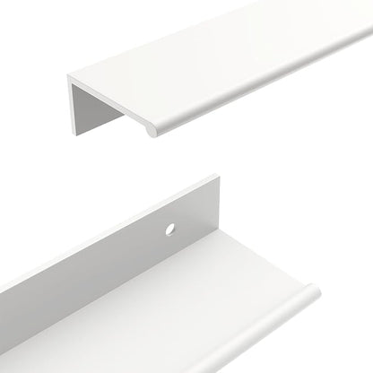 goldenwarm 5 Pack White Finger Edge Pulls Drawer Finger Pulls Kitchen Hardware Handles Bedroom Dresser Drawers, 3in Hole Centers