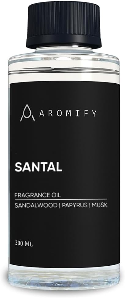 Santal Diffuser Oil, 6.7 FL Oz, 200 mL Diffuser Fragrance Oil for Home, Bathroom & Office, Aromatherapy Blend of Natural Essential Oil, Sandalwood & Musk Scent.