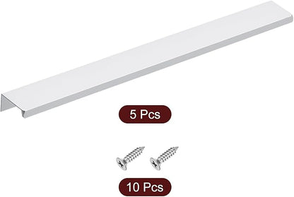 uxcell Cabinet Finger Edge Pull, 5pcs 300mm / 11.81" Aluminum Alloy Back Mount Hidden Cabinet Pulls Concealed Handle for Home Kitchen Drawer Cabinet, Silver