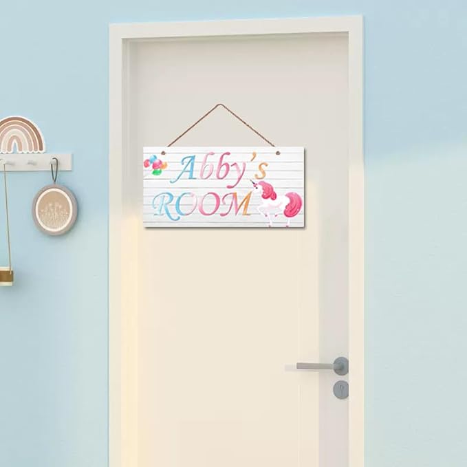 Personalized Signs Unicorn Rainbow Wall Hanging Plaque Sign Magic Unicorn Girl Room Décor For Baby Nursery Home Art Décor Kids Room Little Man Cave