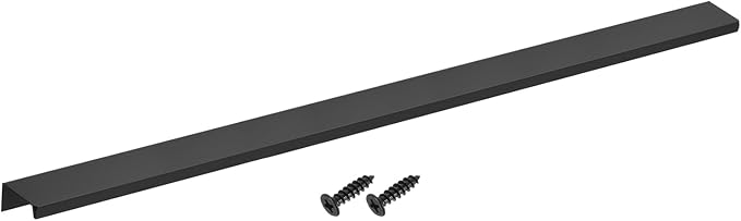 uxcell Cabinet Finger Edge Pull, 1pcs 500mm / 19.69" Aluminum Alloy Back Mount Hidden Cabinet Pulls Concealed Handle for Home Kitchen Drawer Cabinet, Black