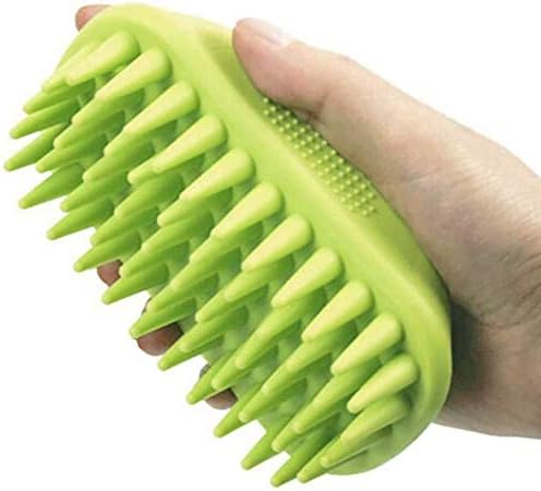 Pet Silicone Shampoo Brush for Long & Short Hair Medium Large Pets Dogs Cats,Shower Wash Curry Brush,Dog hair Products Accessories Dog Back Massage for Long & Short Hair Small Large Pets Dogs(Green)-Mewly Pet