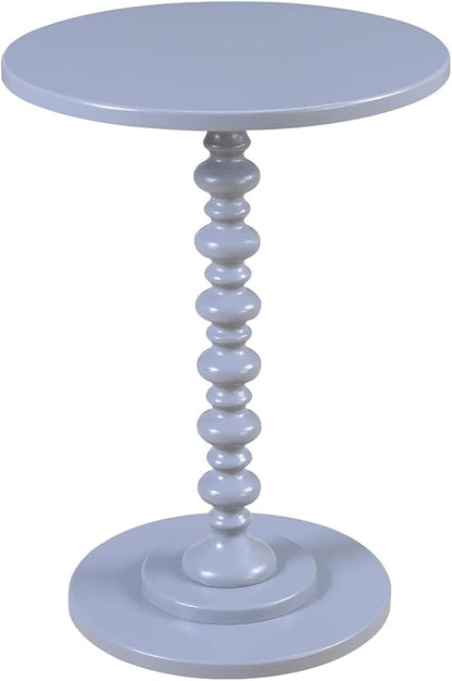 Convenience Concepts Palm Beach Spindle 17.75" Traditional Round End Living Room, Turned Solid Wood Side, Classic Display Pedestal Table, Gray