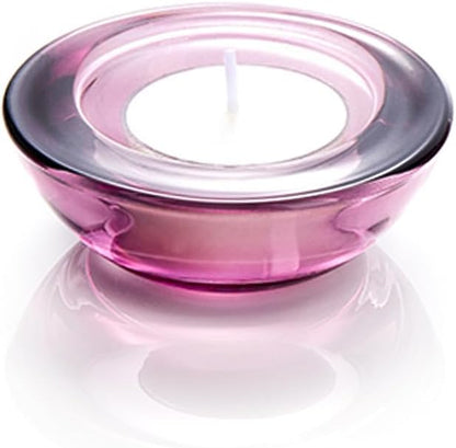 Red Tealight Candle Holders - Set of 12, Round Chunky Glass Candle Holder, 3" Diameter - CH01 - Aubergine Purple