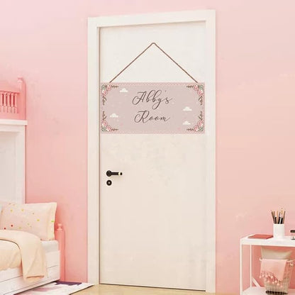 Personalized Sign Flowers Sign For Girls Room Farmhouse Decor Wall Art Home Decor For Kids Room,Custom Name Door Art Decor Decorative Plate for Boys Bedroom