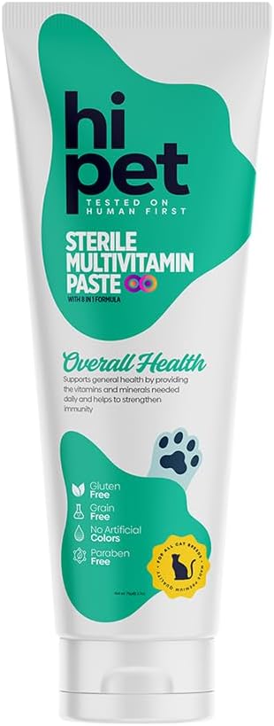 Hi Pet Multivitamin Cat Malt, Cat Treats Lickable, Supports Immune System, Metabolism, Dental Health, Weight Control, Iron for Cats, 2.65 Oz (Pack of 1)-Mewly Pet