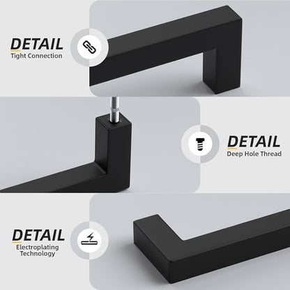 goldenwarm 50 Pack 8-4/5 Inch Black Cabinet Handles Matte Black Drawer Pulls Stainless Steel Cabinets Hardware Square Bar Modern for Kitchen Bathroom Cupboard