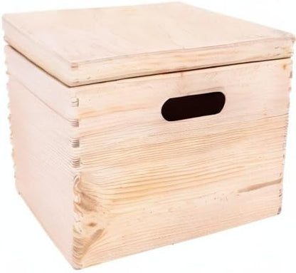 XXL Large Plain Wooden Box Storage with Hinged Lid | 15.8x11.8x9.44 inches (+-0.5) | Handles | Unpainted Gift | Product NOT Intended for 15 Years OR Below