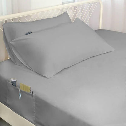 Extra Deep Pocket Full Sheet Set for Air Mattress - Deep Pocket Sheets Full Bed Sheets Set - Sheets with Pockets on Side - Easily Fits Extra Deep 16 in to 24 in Pillow Top Air Mattress (Grey)