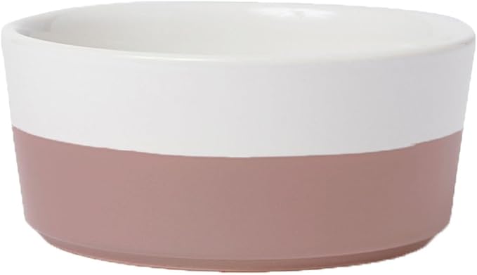 Waggo Dipper Ceramic Dog Bowl for Small and Large Breeds - Heavyweight and Durable Pet Food and Water Dish Crock, Dishwasher Safe, Modern (Mauve, Medium)-Mewly Pet