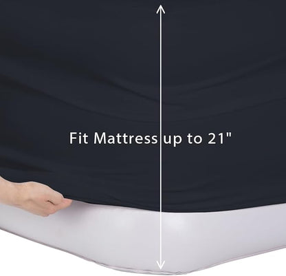 Bedecor Air Bed Sheets for Mattress Cover Removable Bed and Elastic Band Super Soft and Breathable & Deep up to 21" Black King