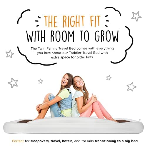 The Shrunks Twin Air Mattress Travel Bed for Kids and Adults with Pump Portable Inflatable Mattress Blow Up Air Bed for Travel, Camping or Sleepovers 78" x 43" - Blue