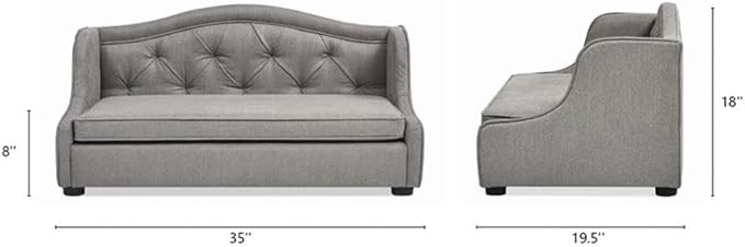 Pemberly Row 35" Tufted Wingback Pet Sofa Bed Medium Uptown Gray-Mewly Pet