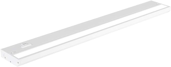 LED Under Cabinet Lighting Hardwired - 3CCT 24 Inch White Finish - Undercabinet Lights for Kitchen - Linkable Undercounter Dimmable Plug in Light or Hard Wired - Under Counter Fixture Direct Wire