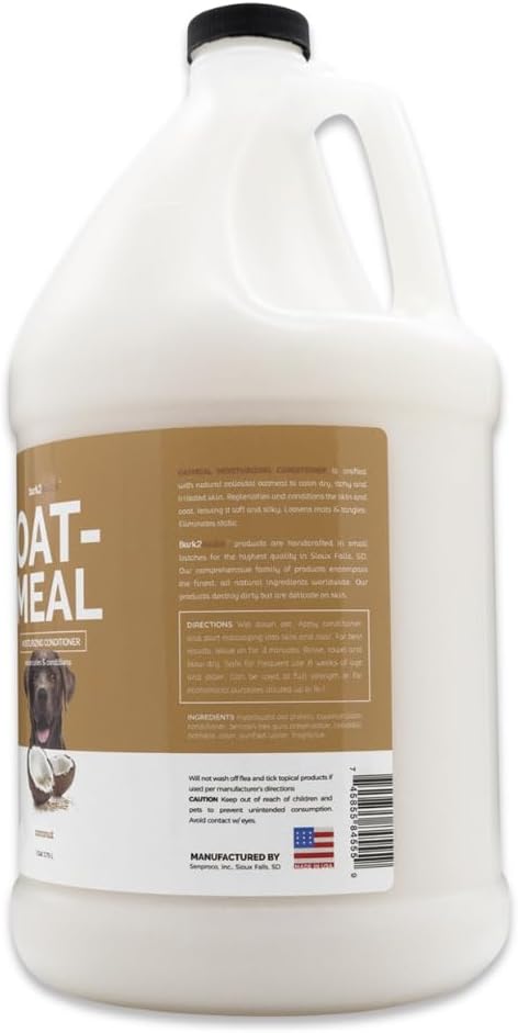 Bark2Basics Oatmeal Conditioner, Gallon - Natural Ingredients, Moisturizing, Hydrating, Crafted with Colloidal Oatmeal, Relieves Dry Itchy Irritated Skin, Coconut Fragrance-Mewly Pet