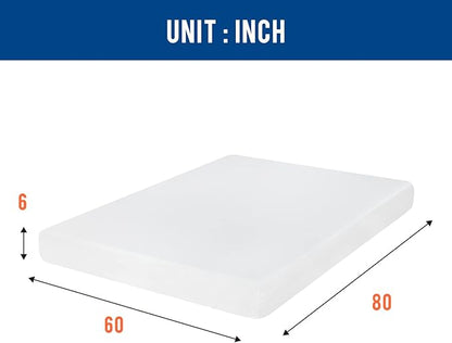 FDW | 6 Inch Queen Mattress | Medium Firm | Gel Memory Foam Mattress | White | Bed in a Box, CertiPUR-US Certified | Pressure Relief, Cooling Ventilated Foam | Washable Removable Cover
