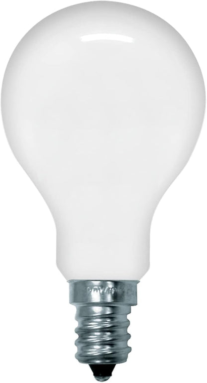 GE A15 Ceiling Fan Decorative Light Bulb, Soft White Finish, 40-Watt, Candelabra Base, 2-Pack