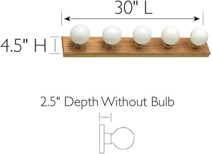 Design House 500215 5 Strip Light Contemporary Dimmable for Bathroom, Bedroom, Makeup Vanity, Honey Oak
