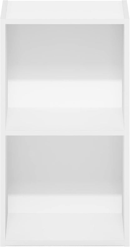 Furinno PASIR Book Shelf, 2-Tier Modern Bookshelf, Open Shelves Bookcase 9" x 12" x 21", for Living Room, Bedroom, Home Office, White