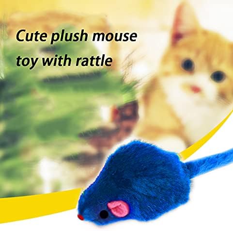 Furry Cat Toys Mice Rattle Interactive Mouse Toy for Indoor Cats Catnip Ball Pet Play Fur Ball Rabbit Assorted Color-Mewly Pet