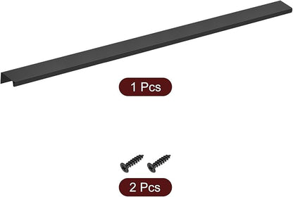 uxcell Cabinet Finger Edge Pull, 1pcs 500mm / 19.69" Aluminum Alloy Back Mount Hidden Cabinet Pulls Concealed Handle for Home Kitchen Drawer Cabinet, Black
