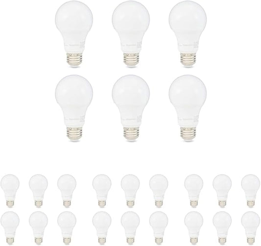 Amazon Basics LED Light Bulbs, Energy Efficient 6W, 40 Watt Equivalent, E26 Standard Base, 2700, Dimmable, 10,000 Hour, Soft White, 6 Count (Pack of 4)
