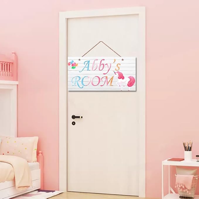 Personalized Signs Unicorn Rainbow Wall Hanging Plaque Sign Magic Unicorn Girl Room Décor For Baby Nursery Home Art Décor Kids Room Little Man Cave