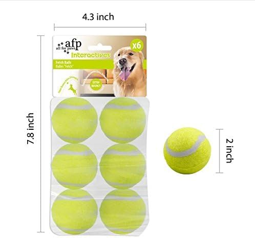 ALL FOR PAWS Dog Tennis Balls for Dogs, Great for Mini Ball Launcher, 6 Pack 2 Inch Tennis Balls-Mewly Pet