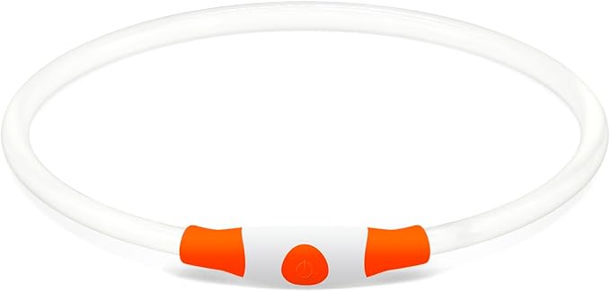 Led Dog Collar, BSEEN USB Rechargeable Flash Dog Necklace Light, Pet Safety Collar Makes Your Beloved Dogs Be Seen at Night for Small Medium Large Dogs(Orange)-Mewly Pet