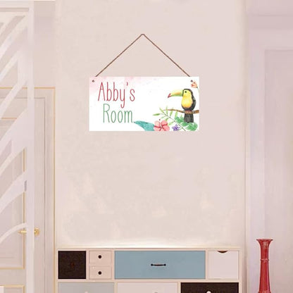 Personalized Name Vintage Bird Hornbill Sign For Girls Room Baby Nursery Door Wood Plaque Hanging Wall Art Decor For Kids Bedroom Nursery Home Kitchen Garden Yard Wall Bedroom Club