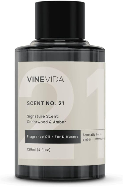 VINEVIDA [4 Fl Oz] Cedarwood & Amber Fragrance Oil for Cold Air Diffusers, Fall Essential Oils for Diffuser Oil Refill & Air Freshener Room Spray
