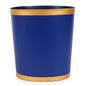 Jaye's Studio Mattie Line, Oval Wastebasket & Garbage Bin, Gold Trim & Finish, Hand-Painted, Handcrafted Metal, Trash Bin for Bedroom, Office, Bathroom, 12" x 10" x 8" (Navy)