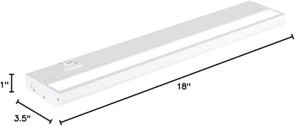 LED Under Cabinet Lighting Hardwired - 3CCT 18 Inch White Finish - Undercabinet Lights for Kitchen - Linkable Undercounter Dimmable Plug in Light or Hard Wired - Under Counter Fixture Direct Wire
