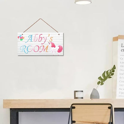 Personalized Signs Unicorn Rainbow Wall Hanging Plaque Sign Magic Unicorn Girl Room Décor For Baby Nursery Home Art Décor Kids Room Little Man Cave