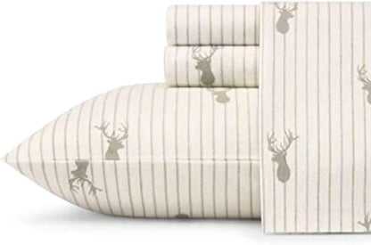 Eddie Bauer - Twin Sheets, Cotton Flannel Bedding Set, Brushed For Extra Softness, Cozy Home Decor (Deer Lodge, Twin)