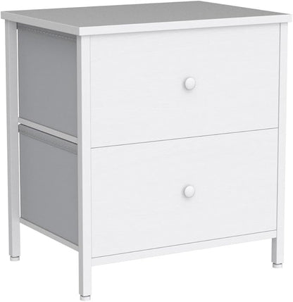 BOLUO White Nightstands Set of 2, 2 Drawer Dresser for Bedroom Night Stand Small Dresser End Table with Drawers Modern