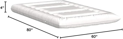 MAXYOYO Japanese Floor Futon Queen Size, Thicken Tatami Mat Sleeping Pad Foldable Roll Up Mattress Trifold Pad Guest Bed, Off White