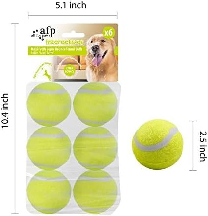 ALL FOR PAWS Interactive Super Bounce Tennis Balls Dog Toy, Pet Safe Toys for Exercise and Training, 2.5 Inch Diameter (6 Pack)-Mewly Pet