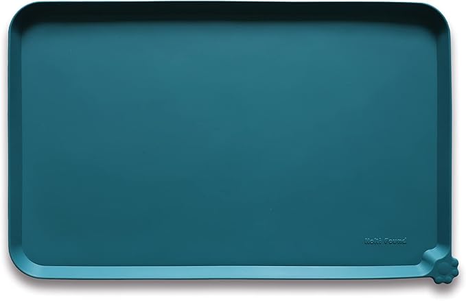 Hoki Found Silicone Pet Feeding Mats Tray - Non Slip Pet Dog Cat Bowl Mats Placemat - Dog Cat Food Mats - Waterproof Dog Pet Cat Feeding Mat -Pet Water Mats for Carpet - Sicilian Ocean-Mewly Pet