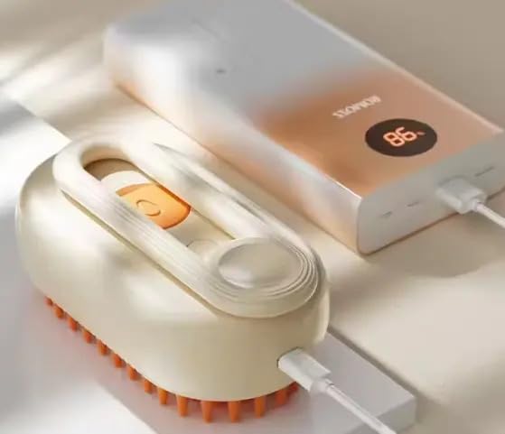 3-in-1 Cat Grooming Brush – Water Spray & Self-Cleaning Shedding Brush for Cats & Dogs – Pet Hair Removal & Massage Comb for Long & Short Hair (beige).-Mewly Pet