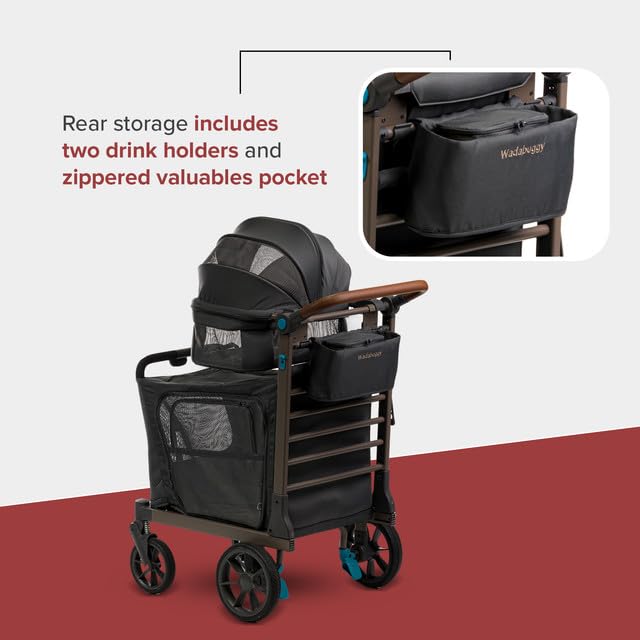 Pet Two Foldable Cart - Adjustable & Portable Pet Stroller with Caddy, Foam Filled Rubber Wheels, Storage - Carriage for Small & Medium Dogs, Cats Under 75 lbs-Mewly Pet