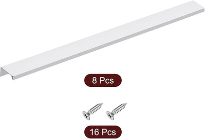 uxcell Cabinet Finger Edge Pull, 8pcs 400mm / 15.75" Aluminum Alloy Back Mount Hidden Cabinet Pulls Concealed Handle for Home Kitchen Drawer Cabinet, Silver
