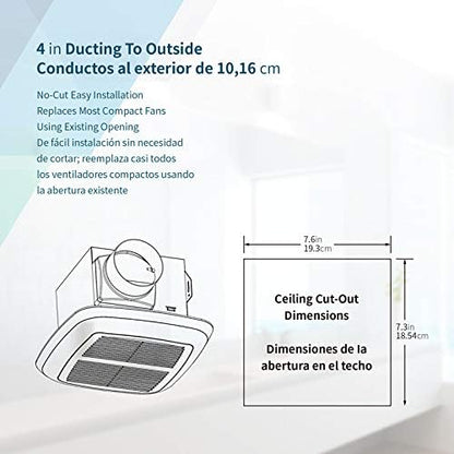 Tech Drive Very-Quiet 80 CFM, 1.5 Sone No Attic access Needed Installation Bathroom Ventilation and Exhaust Fan With LED light 4000K 800LM (80CFM),Ceiling Mounted Fan,Easy to Install