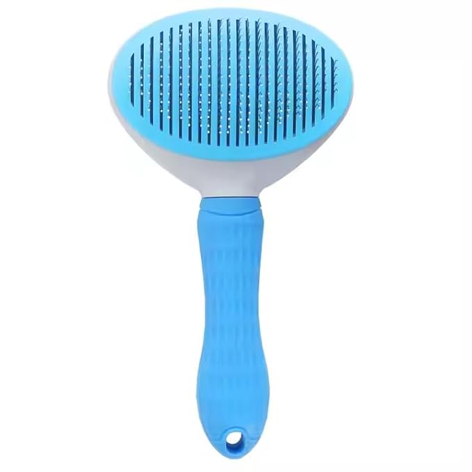 Pet Brush for Cats and Dogs | Self Cleaning Comb for Cats, Dogs, Bunny | Blue Pet Grooming Brush | Massaging Tool Suitable for Pets with Long or Short Hair-Mewly Pet