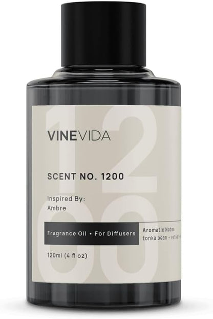 VINEVIDA [4 Fl Oz] Scent NO. 1200 Fragrance Oil for Cold Air Diffusers, Aromatic Notes of Aniseed, Incense, Balm, Patchouli & Cistus Essential Oils for Diffuser Oil Refill & Air Freshener Spray