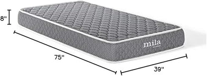 Modway Mila 8" Twin Mattress - Firm 8 Inch Memory Foam Mattress - 10-Year Warranty
