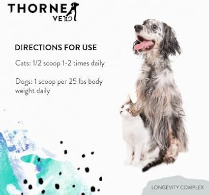 ThorneVet Longevity Supplement for Dogs & Cats - Powder Formula to Support Healthy Aging, Inflammation Balance, and Cellular Vitality – 90 Scoops-Mewly Pet