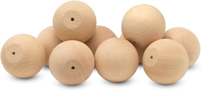 Woodpeckers Unfinished Wood Ball Knobs - 2-1/2 inch for Kitchen Cabinet, Drawer, Dresser and Crafts - Pack of 25