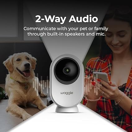 Waggle Dog Temperature Monitor & Pet Camera Bundle for RVs - Portable WiFi Cam (128GB) with Motion Alert & Remote Access | Watch Pets While Travelling-Mewly Pet